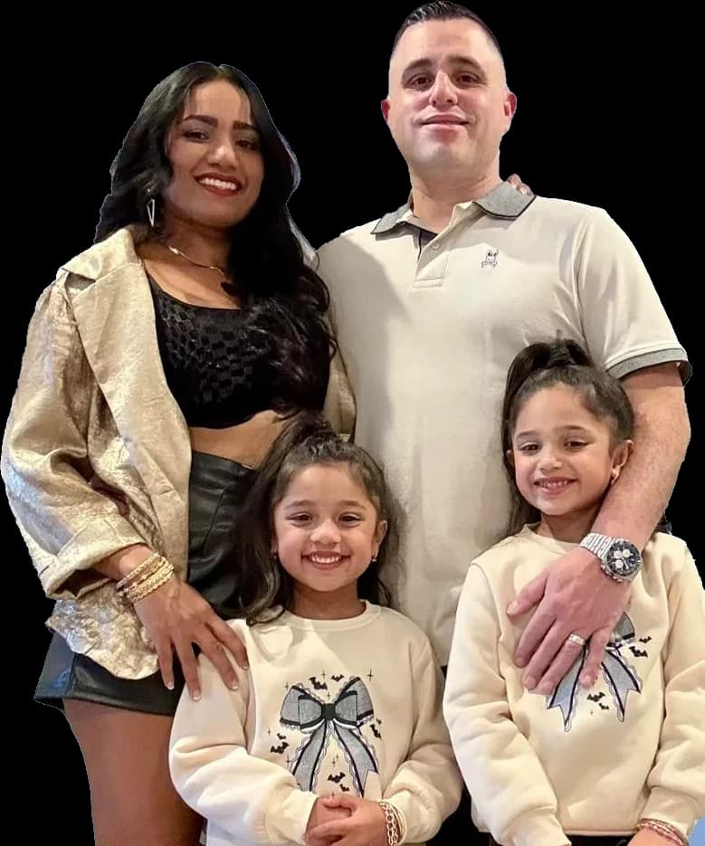 Pat Villano with his wife and two daughters